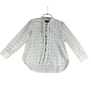 Madewell Shirt Women's Extra Small White Black Plaid Long Sleeve Button Up Top